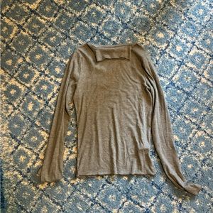 Abercrombie Long-Sleeve Featherweight Rib Tuckable Mockneck Top in Grey